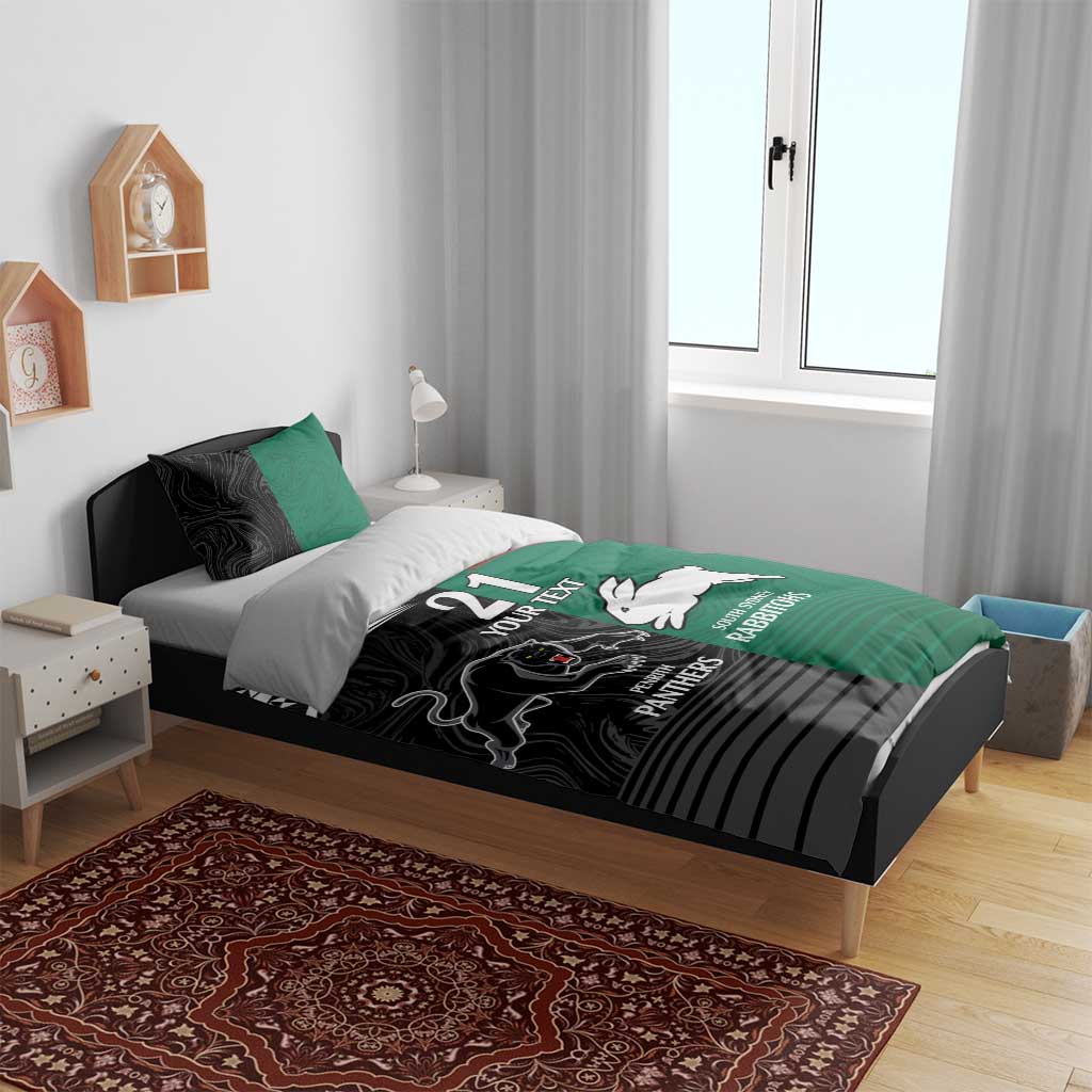 Custom Rabbitohs-Panthers Bedding Set NRL Tribal Half Style - Vibe Hoodie Shop