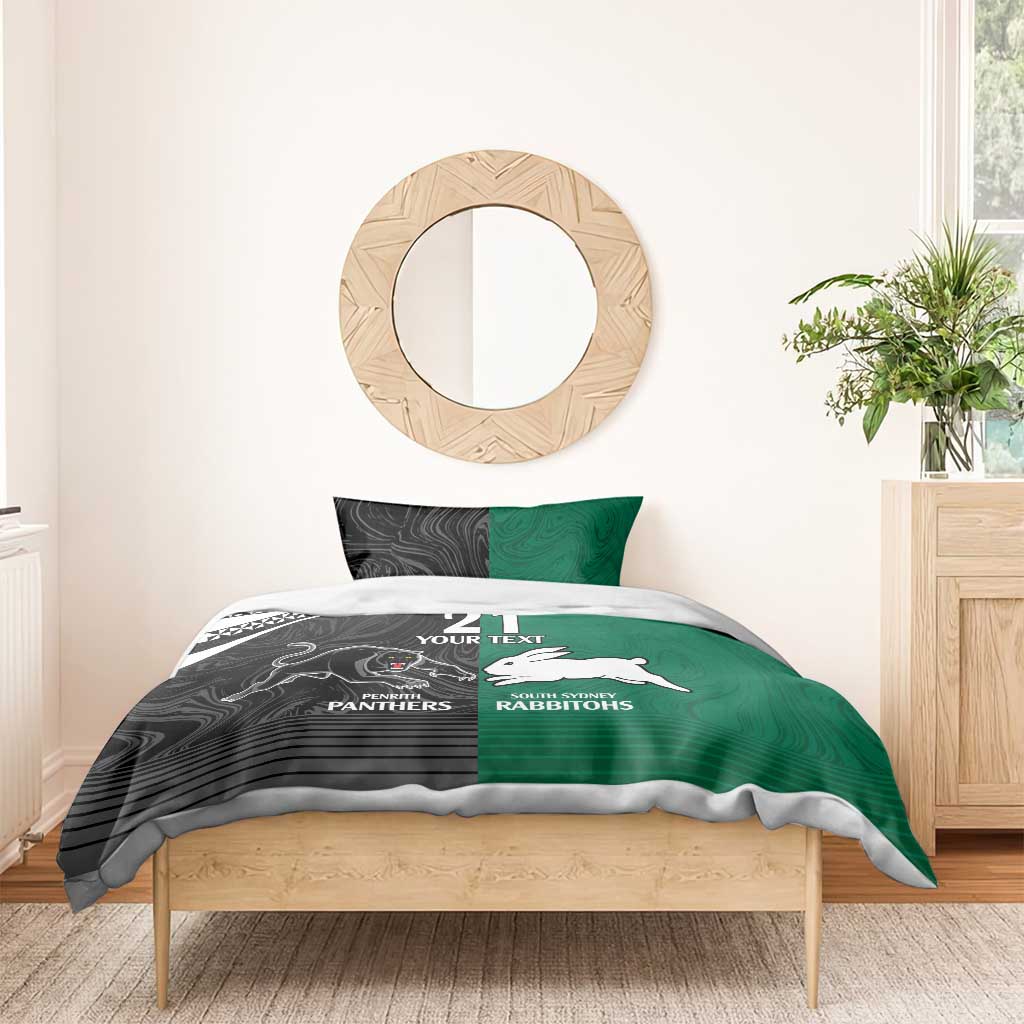 Custom Rabbitohs-Panthers Bedding Set NRL Tribal Half Style - Vibe Hoodie Shop