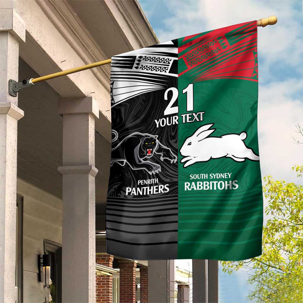 Custom Rabbitohs-Panthers Garden Flag NRL Tribal Half Style - Vibe Hoodie Shop