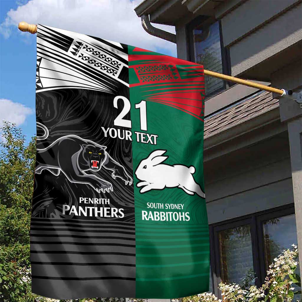 Custom Rabbitohs-Panthers Garden Flag NRL Tribal Half Style - Vibe Hoodie Shop