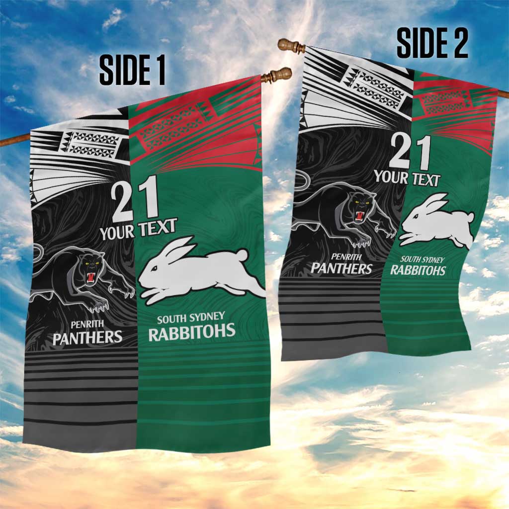 Custom Rabbitohs-Panthers Garden Flag NRL Tribal Half Style - Vibe Hoodie Shop