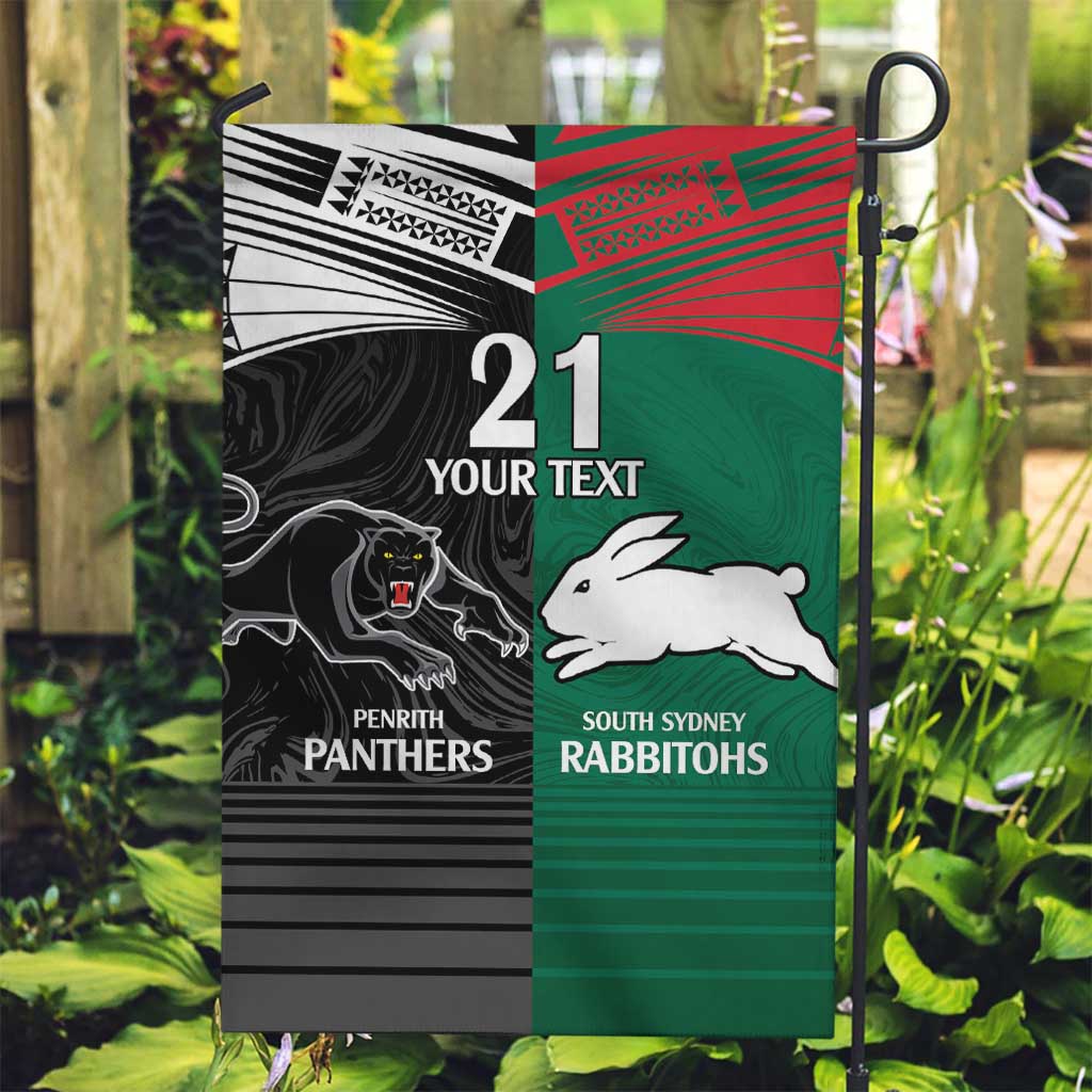 Custom Rabbitohs-Panthers Garden Flag NRL Tribal Half Style - Vibe Hoodie Shop