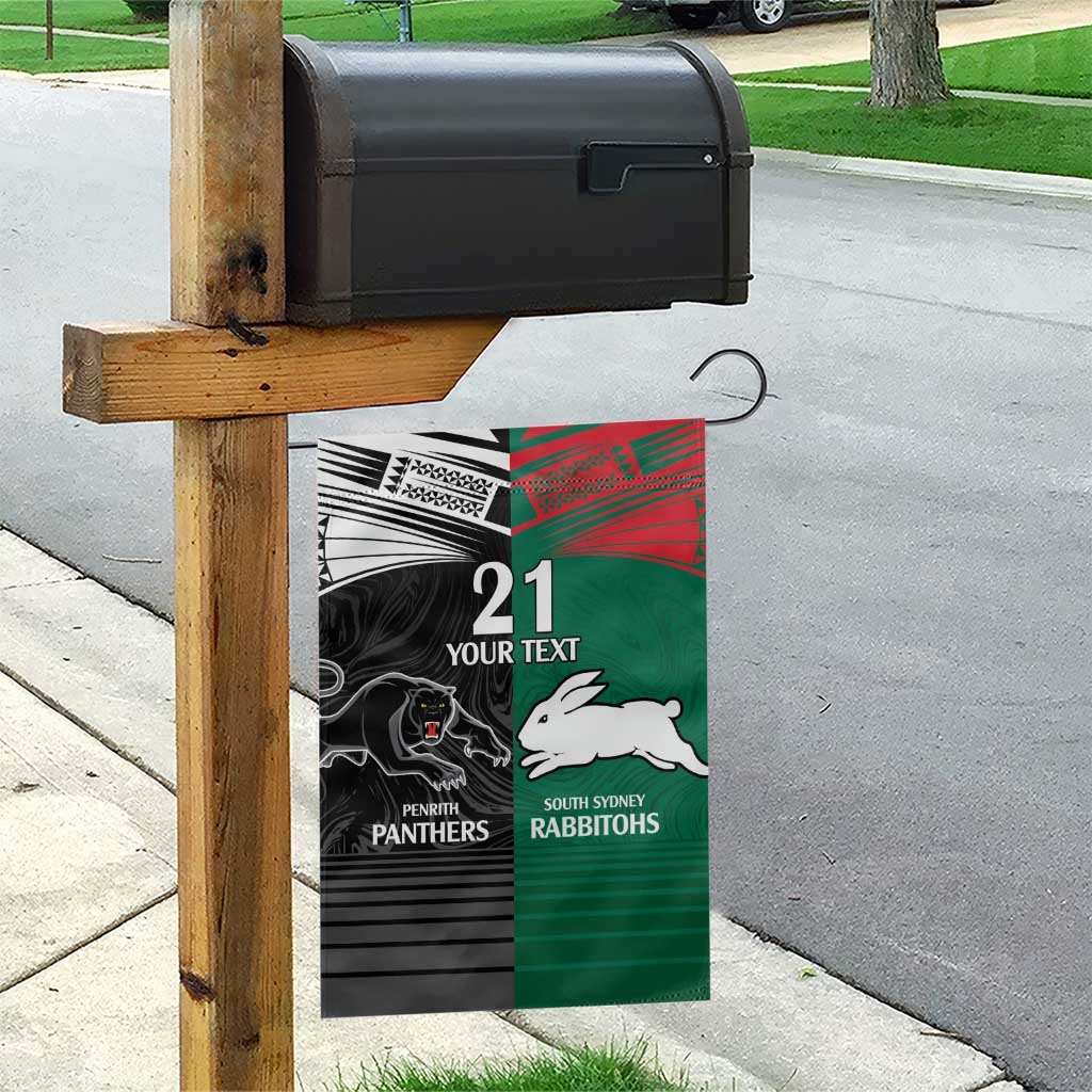 Custom Rabbitohs-Panthers Garden Flag NRL Tribal Half Style - Vibe Hoodie Shop