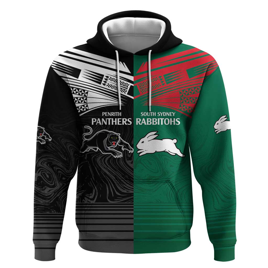 Custom Rabbitohs-Panthers Hoodie NRL Tribal Half Style LT9 - Vibe Hoodie Shop