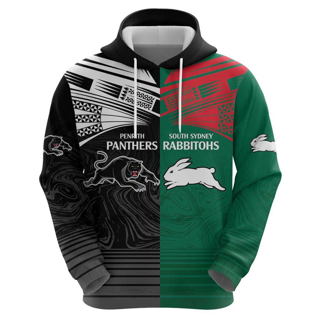 Custom Rabbitohs-Panthers Hoodie NRL Tribal Half Style LT9 - Vibe Hoodie Shop