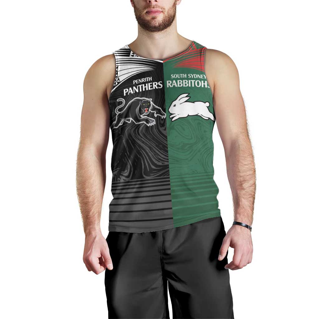 Custom Rabbitohs-Panthers Men Tank Top NRL Tribal Half Style - Vibe Hoodie Shop