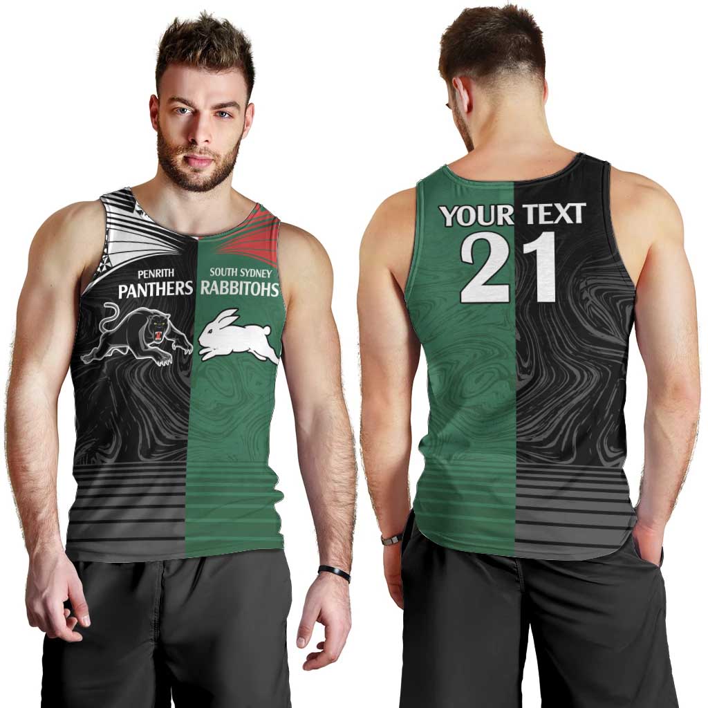 Custom Rabbitohs-Panthers Men Tank Top NRL Tribal Half Style - Vibe Hoodie Shop