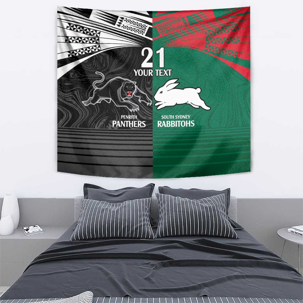 Custom Rabbitohs-Panthers Tapestry NRL Tribal Half Style - Vibe Hoodie Shop