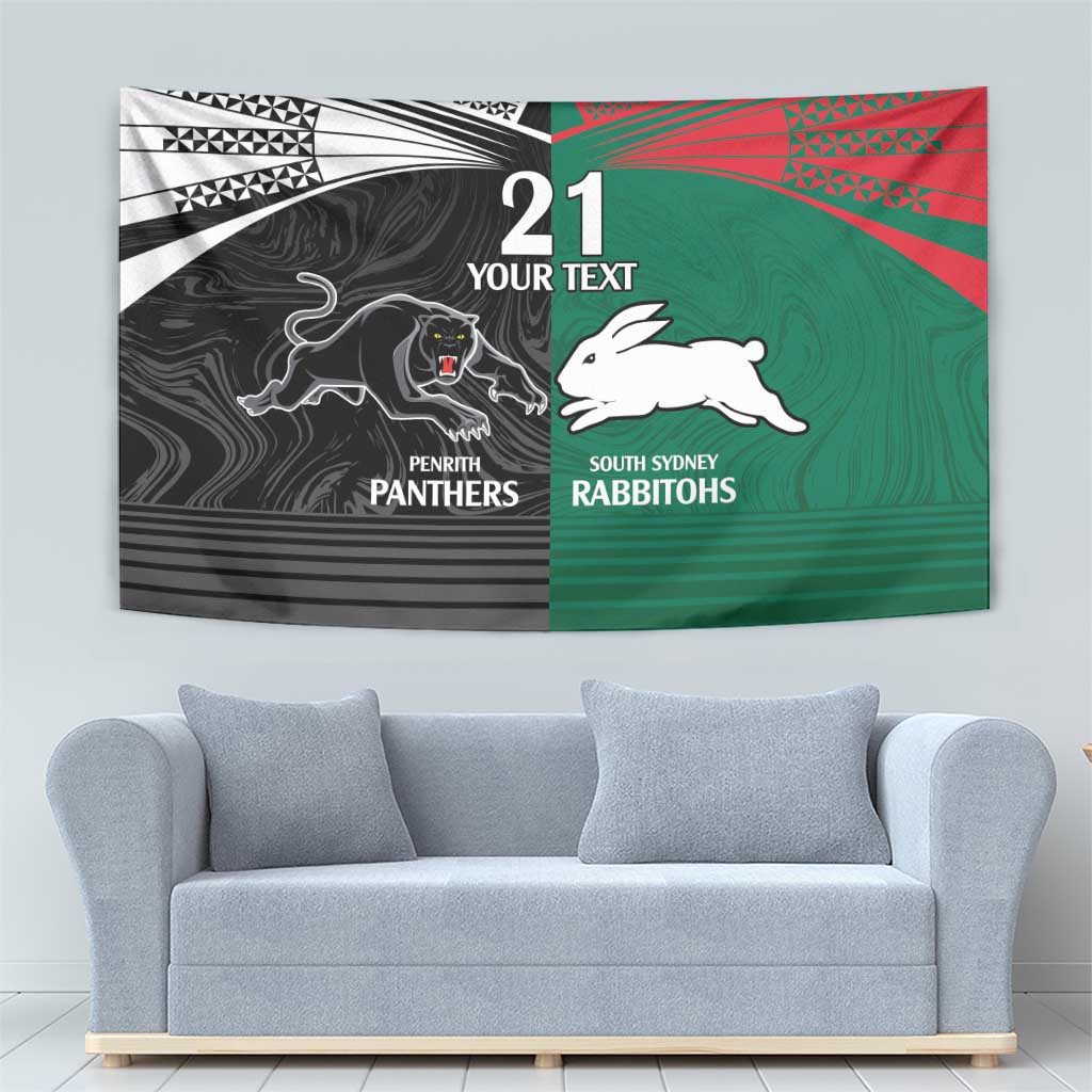 Custom Rabbitohs-Panthers Tapestry NRL Tribal Half Style - Vibe Hoodie Shop