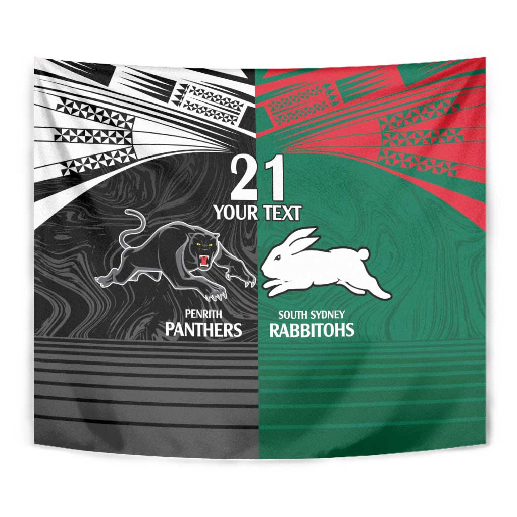 Custom Rabbitohs-Panthers Tapestry NRL Tribal Half Style - Vibe Hoodie Shop