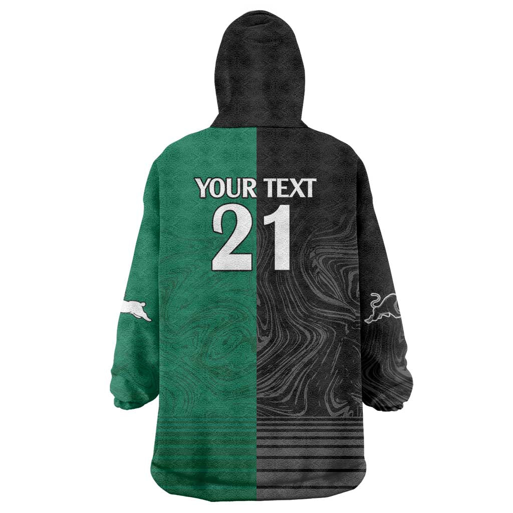 Custom Rabbitohs-Panthers Wearable Blanket Hoodie NRL Tribal Half Style - Vibe Hoodie Shop