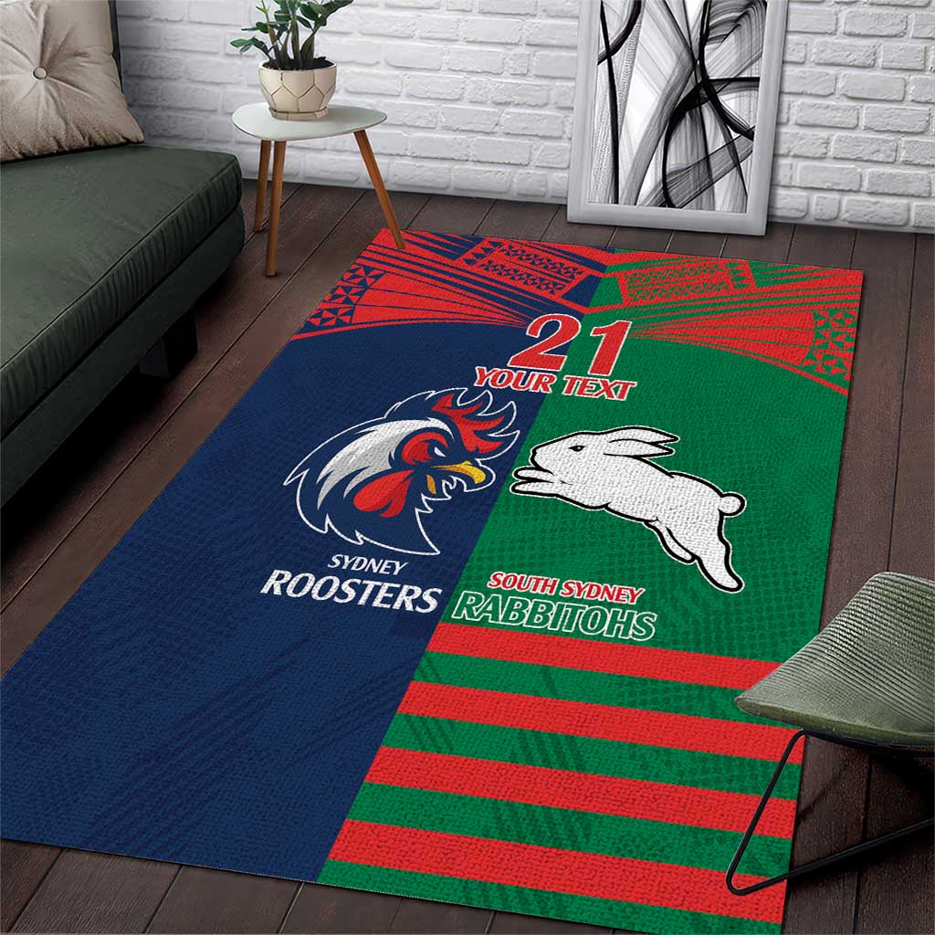 Custom Roosters-Rabbitohs Area Rug NRL Tribal Half Style - Vibe Hoodie Shop