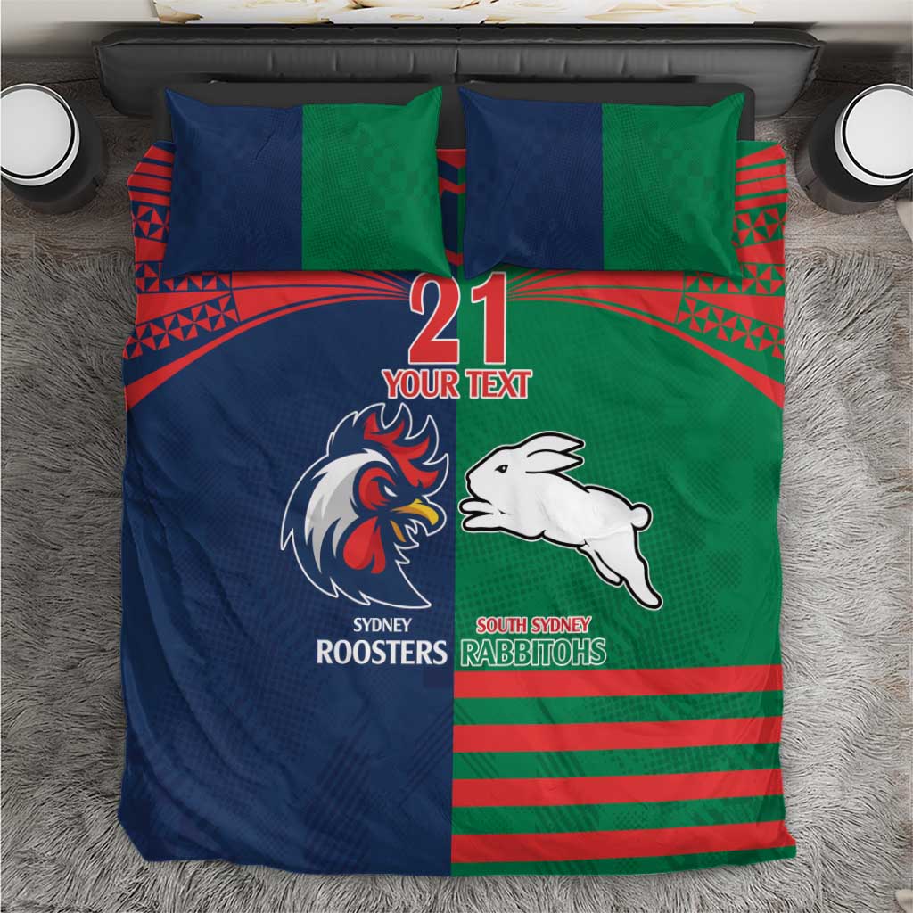Custom Roosters-Rabbitohs Bedding Set NRL Tribal Half Style - Vibe Hoodie Shop