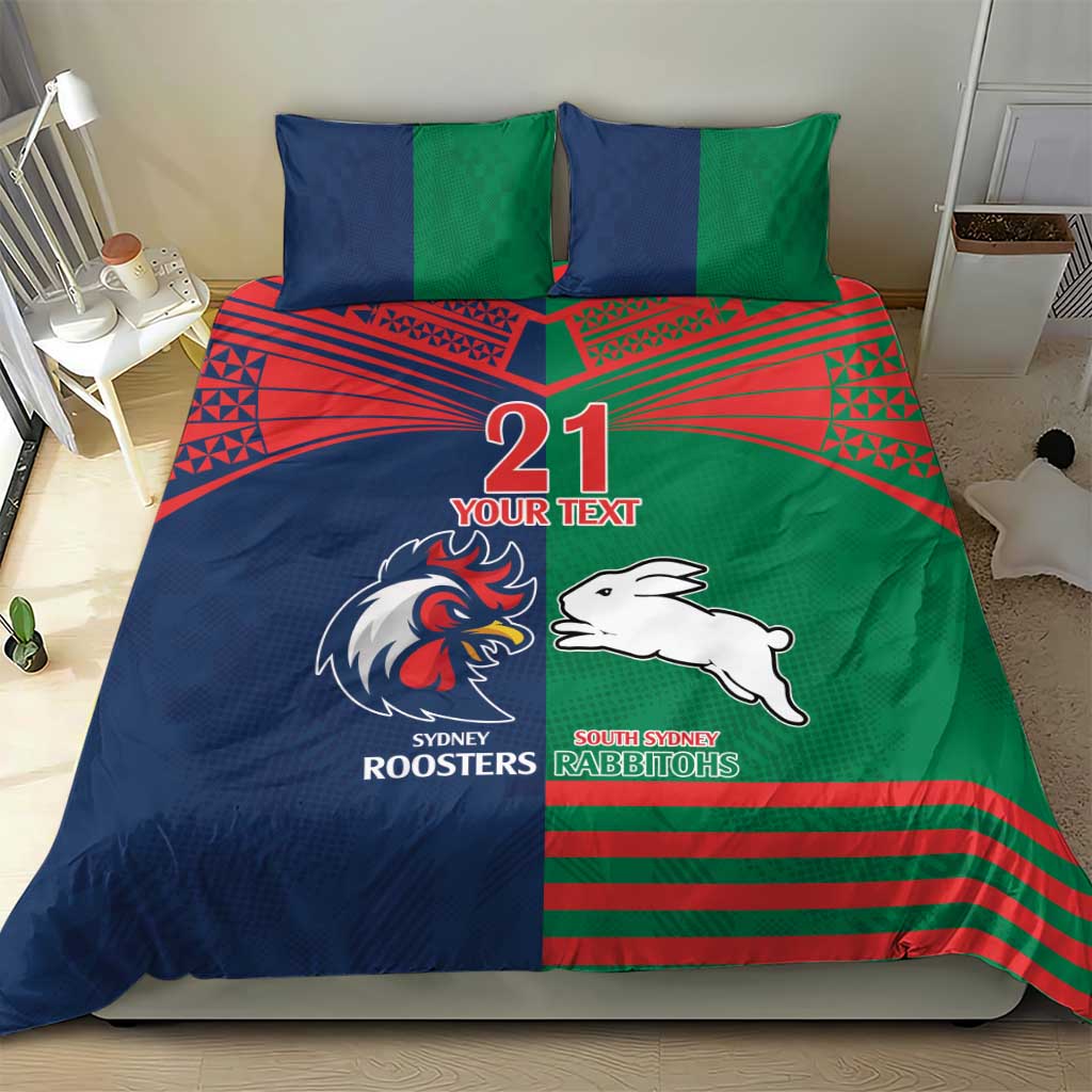 Custom Roosters-Rabbitohs Bedding Set NRL Tribal Half Style - Vibe Hoodie Shop