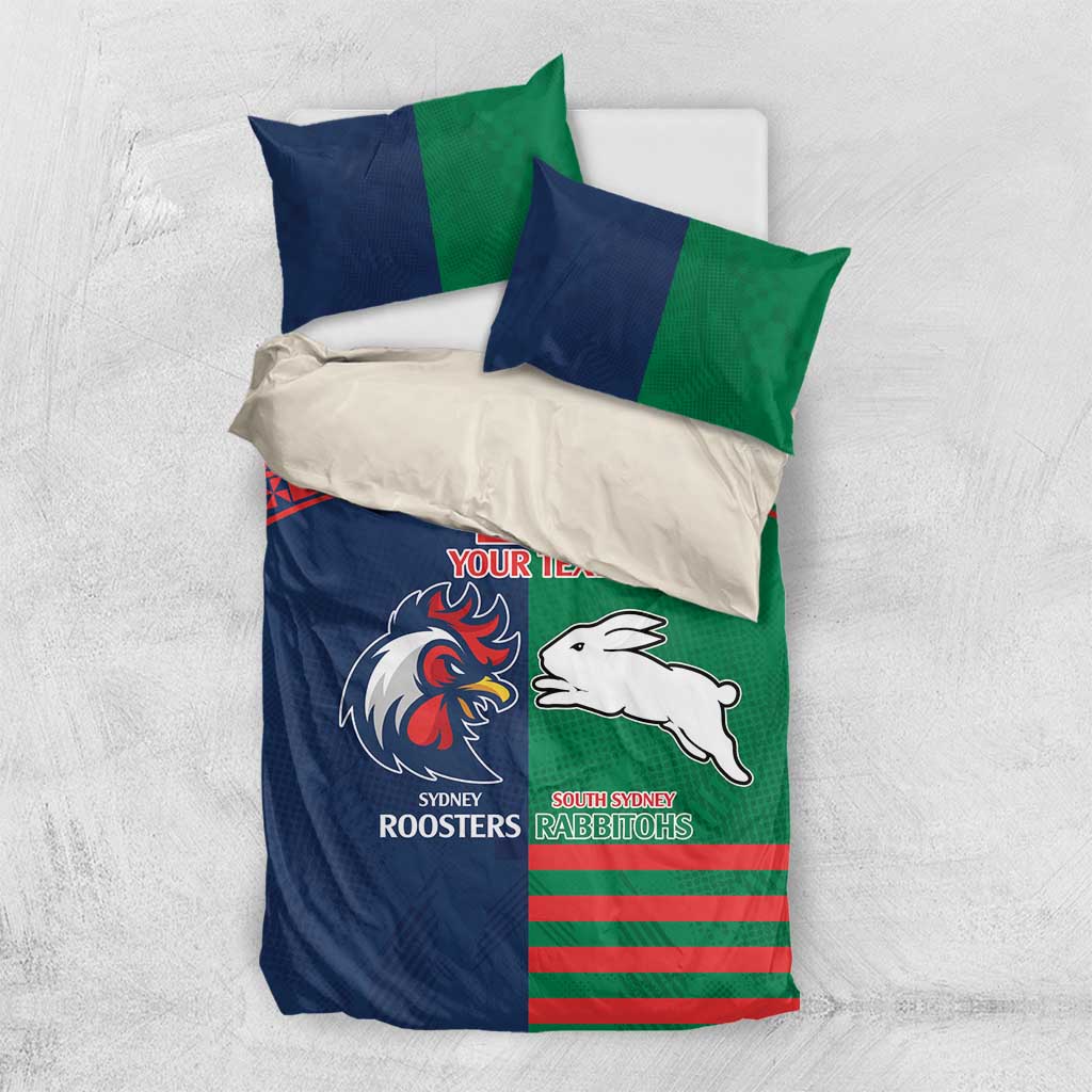 Custom Roosters-Rabbitohs Bedding Set NRL Tribal Half Style - Vibe Hoodie Shop