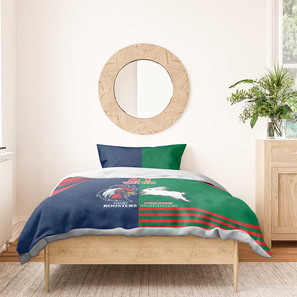 Custom Roosters-Rabbitohs Bedding Set NRL Tribal Half Style - Vibe Hoodie Shop