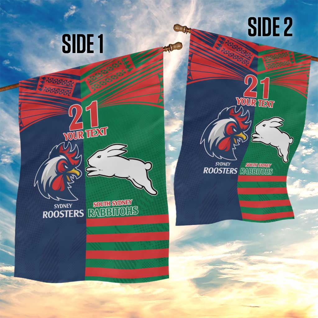 Custom Roosters-Rabbitohs Garden Flag NRL Tribal Half Style - Vibe Hoodie Shop