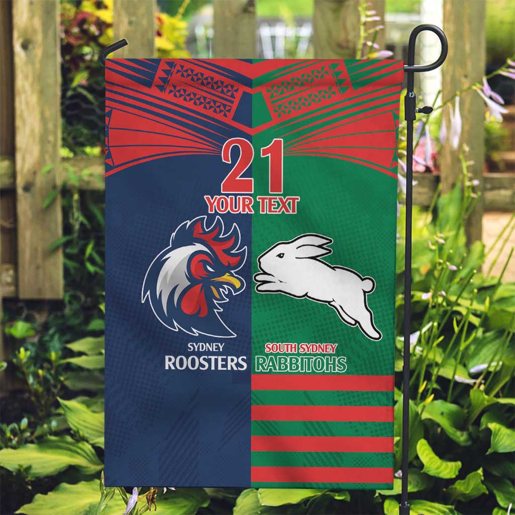 Custom Roosters-Rabbitohs Garden Flag NRL Tribal Half Style - Vibe Hoodie Shop