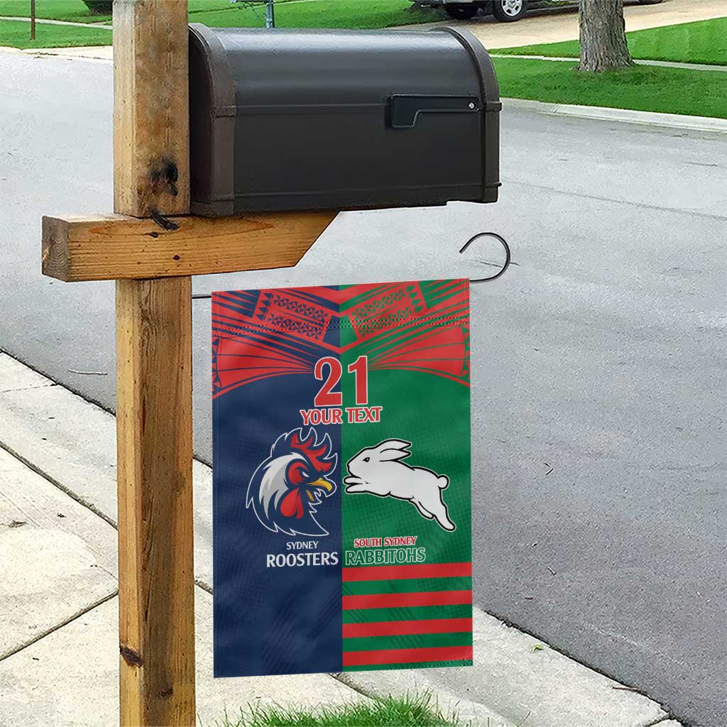 Custom Roosters-Rabbitohs Garden Flag NRL Tribal Half Style - Vibe Hoodie Shop