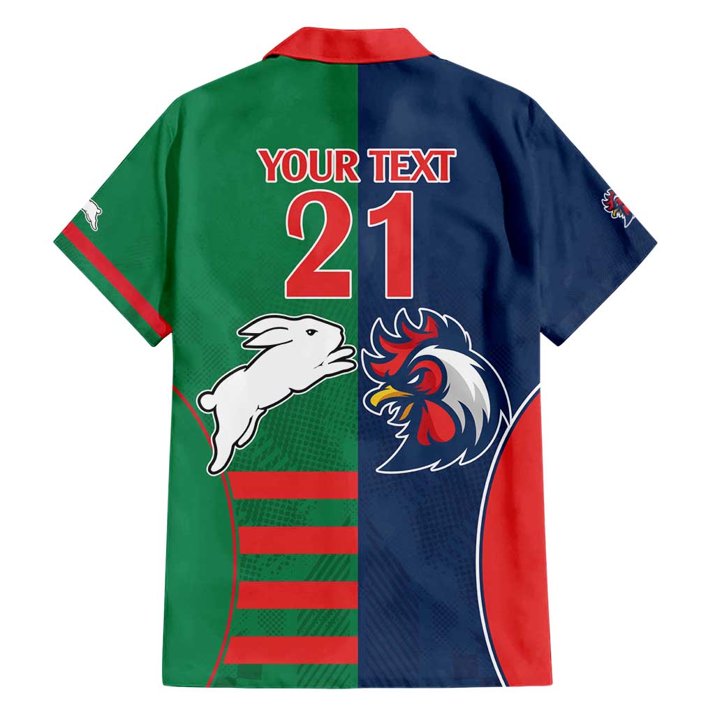 Custom Roosters-Rabbitohs Hawaiian Shirt NRL Tribal Half Style - Vibe Hoodie Shop