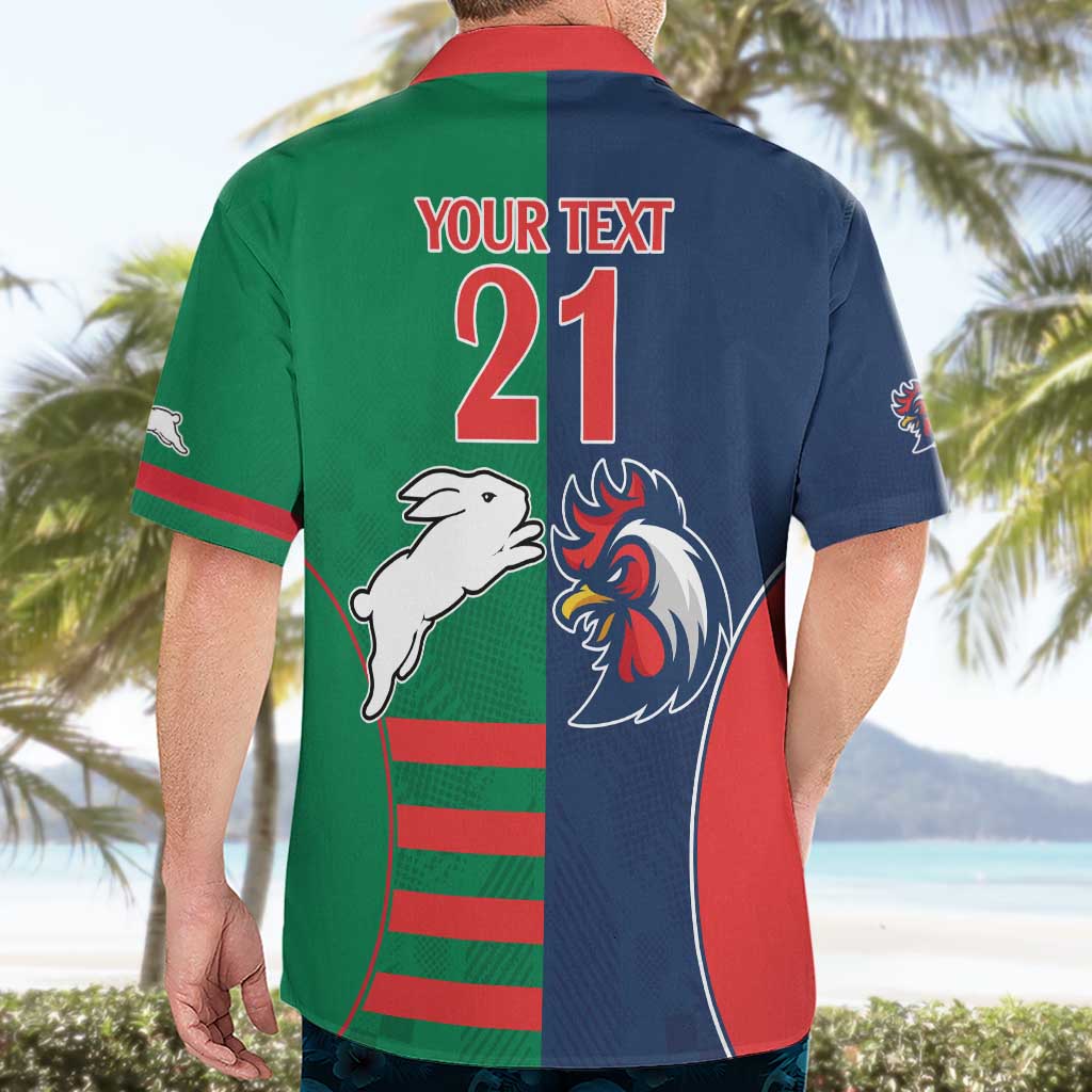 Custom Roosters-Rabbitohs Hawaiian Shirt NRL Tribal Half Style - Vibe Hoodie Shop