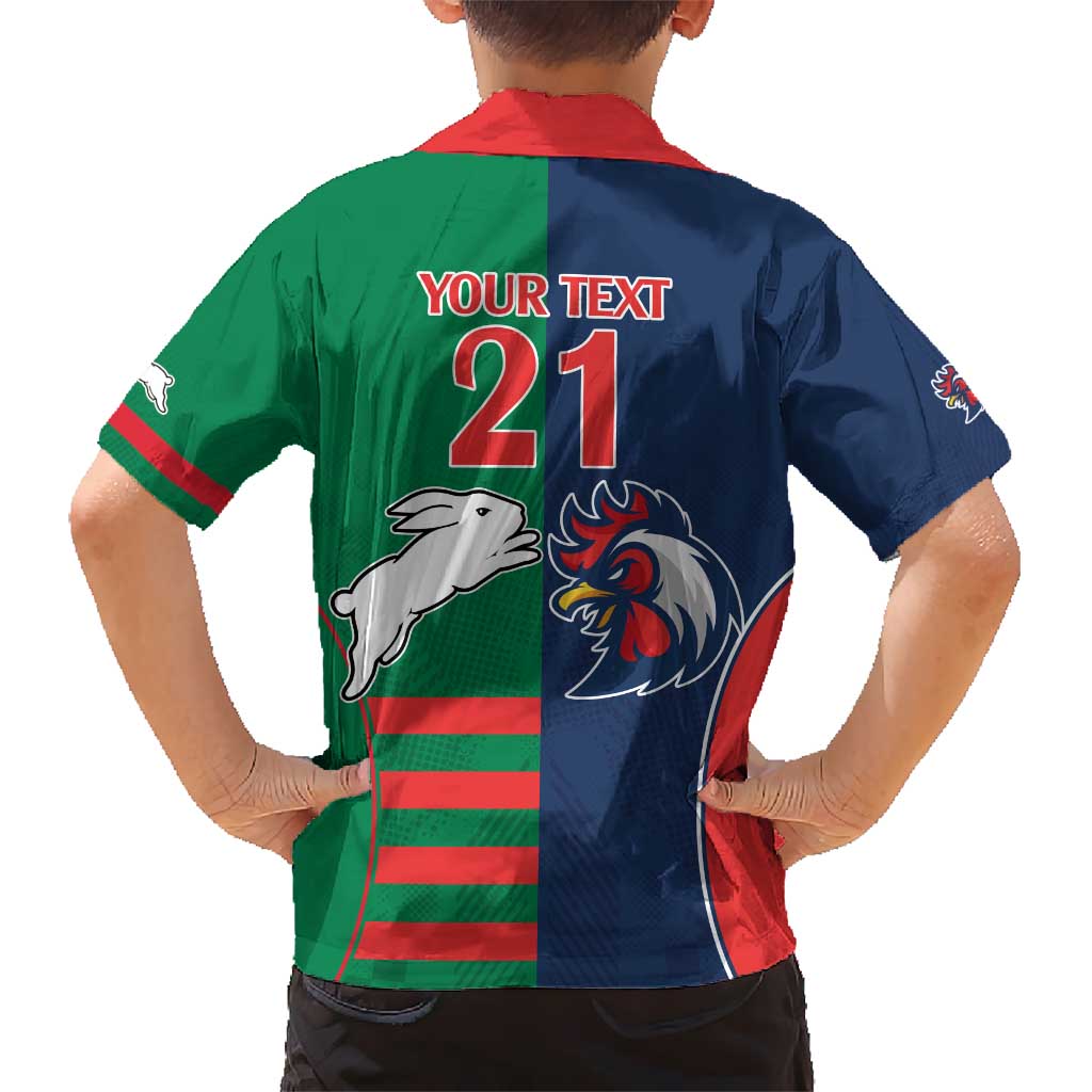 Custom Roosters-Rabbitohs Hawaiian Shirt NRL Tribal Half Style - Vibe Hoodie Shop