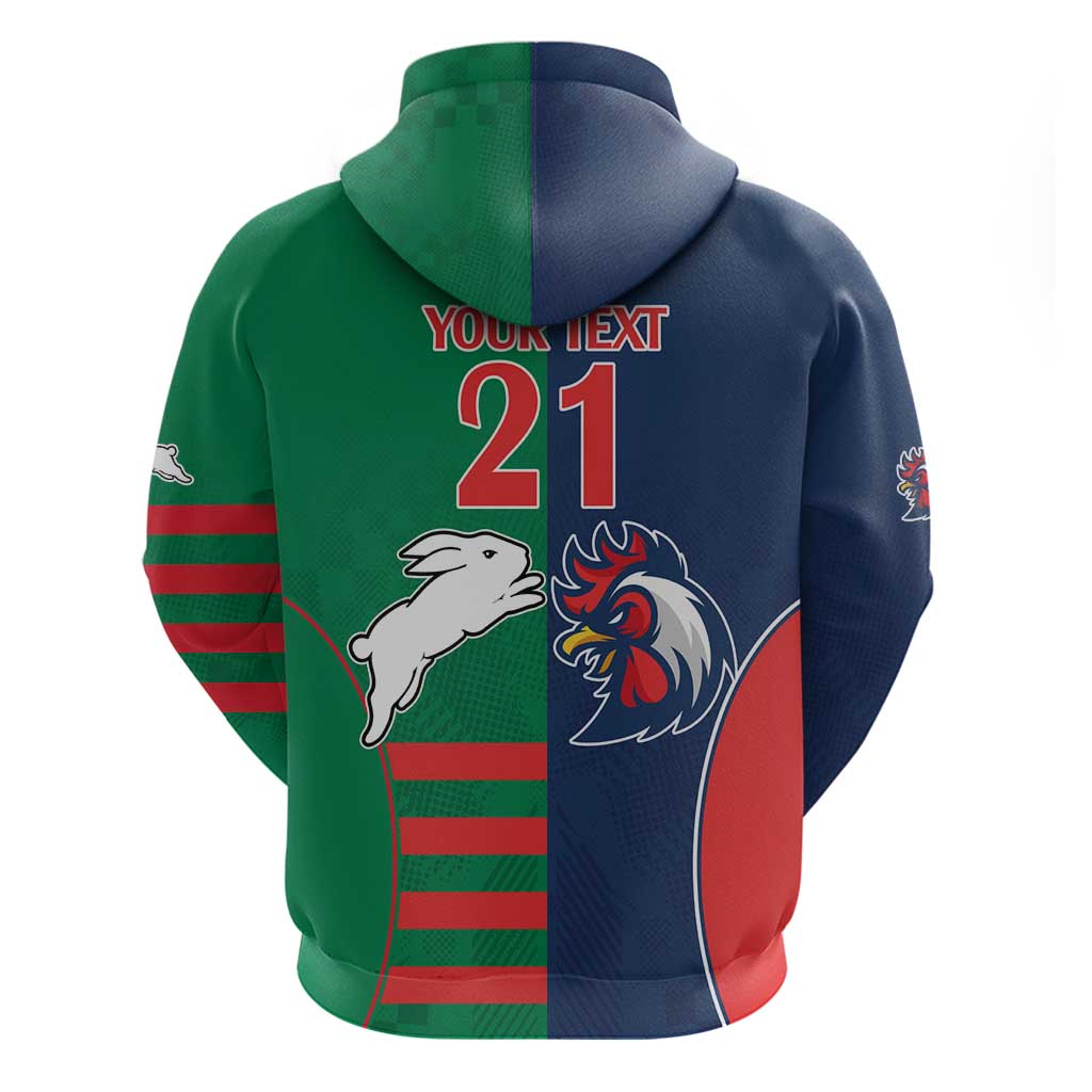 Custom Roosters-Rabbitohs Hoodie NRL Tribal Half Style LT9 - Vibe Hoodie Shop
