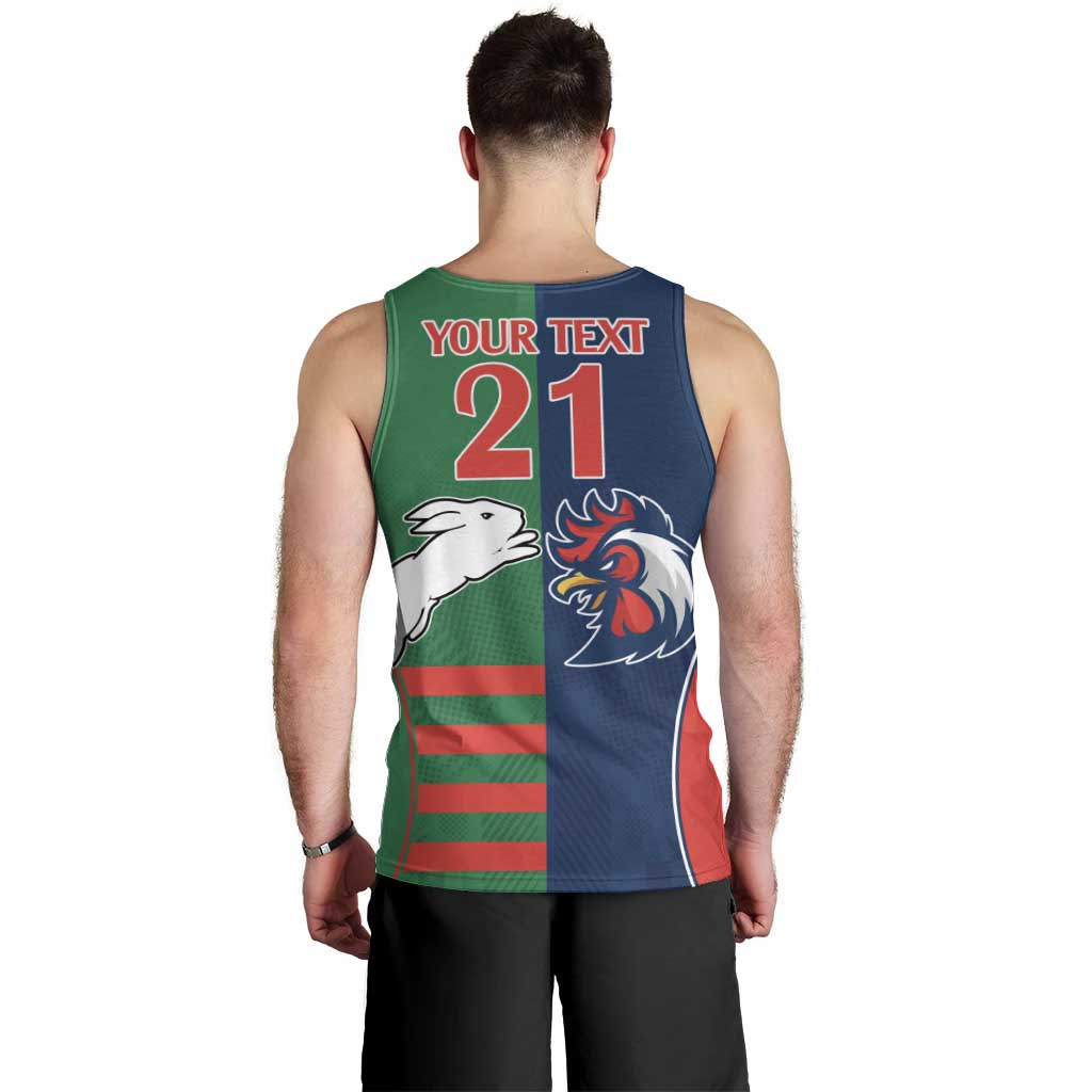 Custom Roosters-Rabbitohs Men Tank Top NRL Tribal Half Style - Vibe Hoodie Shop