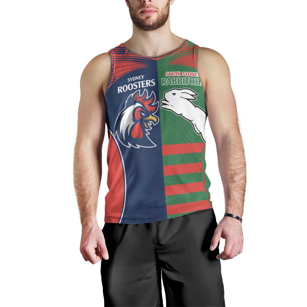 Custom Roosters-Rabbitohs Men Tank Top NRL Tribal Half Style - Vibe Hoodie Shop