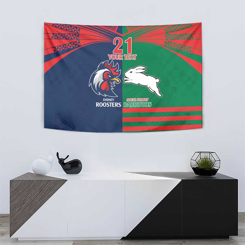 Custom Roosters-Rabbitohs Tapestry NRL Tribal Half Style - Vibe Hoodie Shop