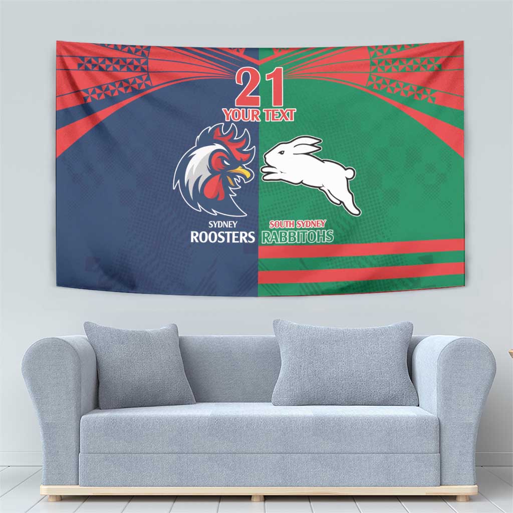 Custom Roosters-Rabbitohs Tapestry NRL Tribal Half Style - Vibe Hoodie Shop