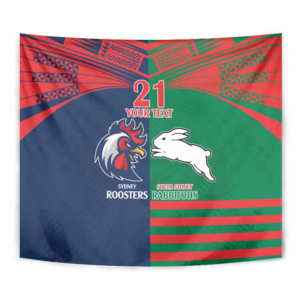 Custom Roosters-Rabbitohs Tapestry NRL Tribal Half Style - Vibe Hoodie Shop