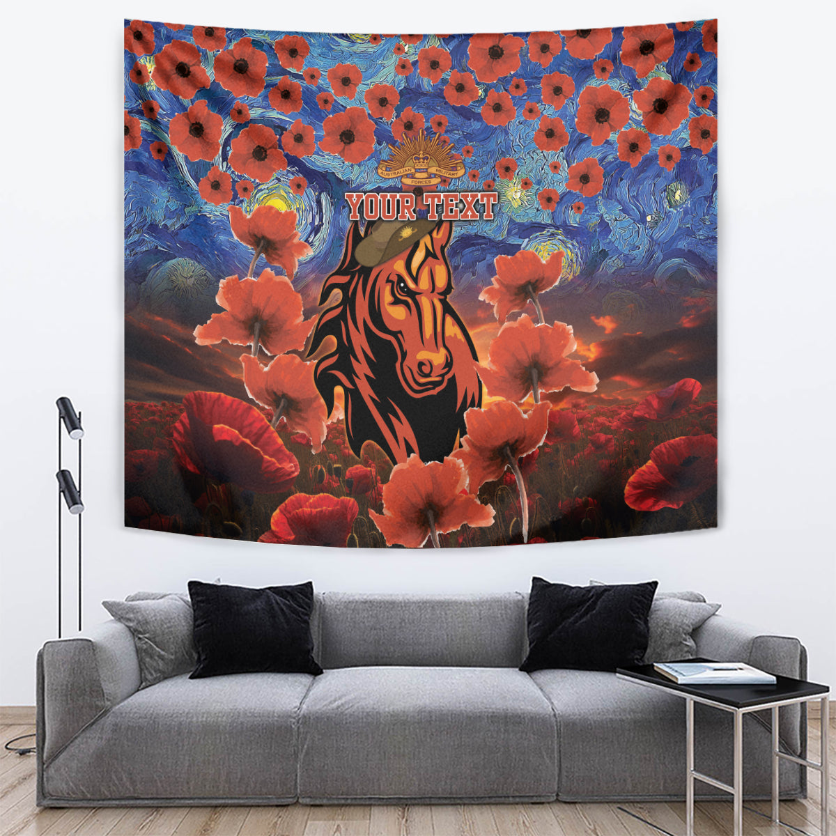 Personalised Broncos Rugby ANZAC Tapestry Starry Night and Field of Poppies - Vibe Hoodie Shop