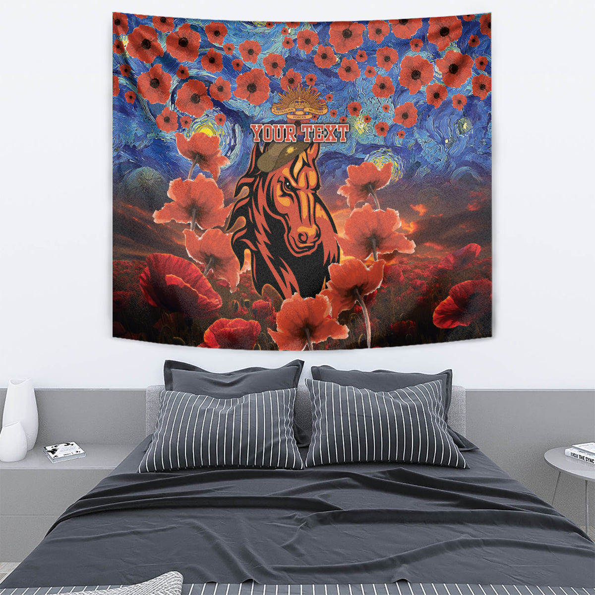 Personalised Broncos Rugby ANZAC Tapestry Starry Night and Field of Poppies - Vibe Hoodie Shop