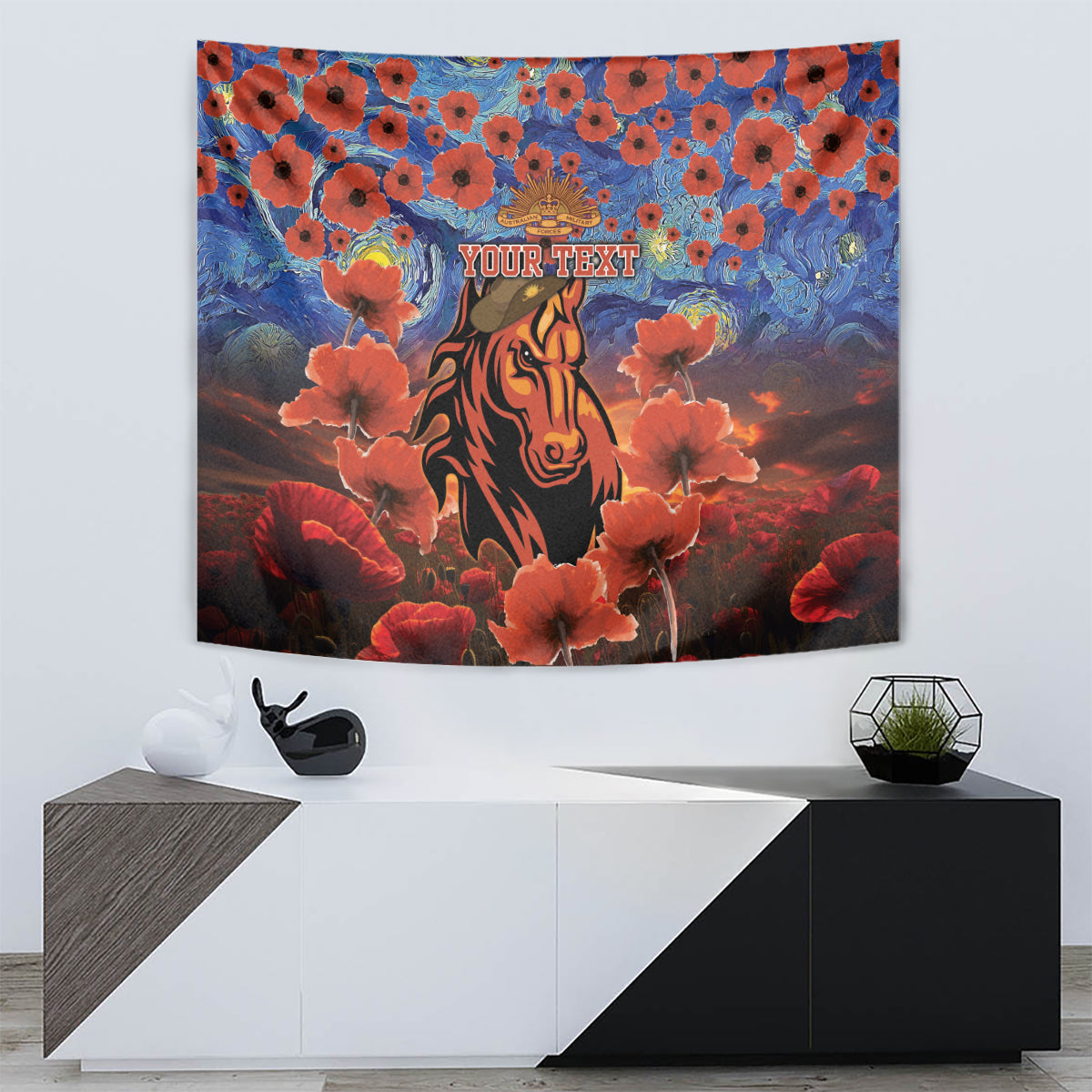 Personalised Broncos Rugby ANZAC Tapestry Starry Night and Field of Poppies - Vibe Hoodie Shop