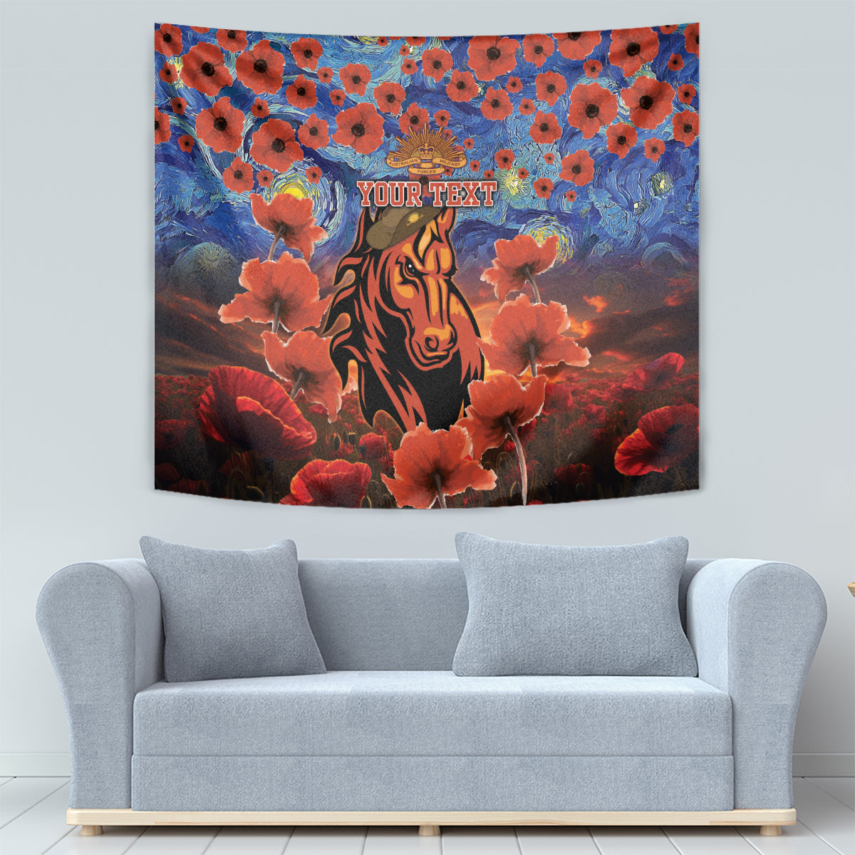 Personalised Broncos Rugby ANZAC Tapestry Starry Night and Field of Poppies - Vibe Hoodie Shop