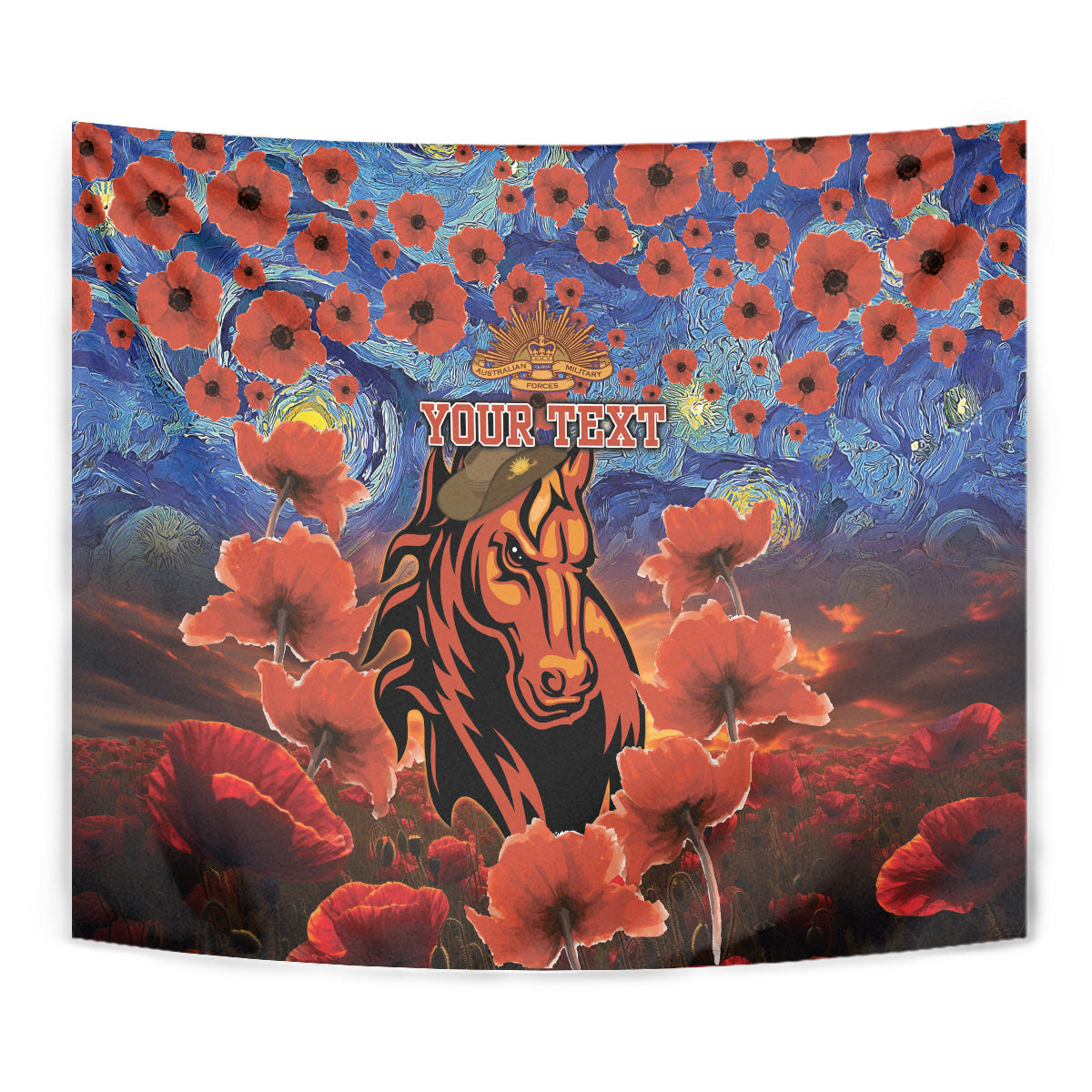 Personalised Broncos Rugby ANZAC Tapestry Starry Night and Field of Poppies - Vibe Hoodie Shop