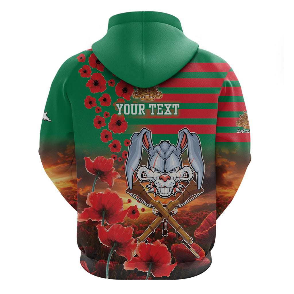 Personalised Rabbitohs Rugby ANZAC Hoodie Starry Night and Field of Poppies LT9 - Vibe Hoodie Shop