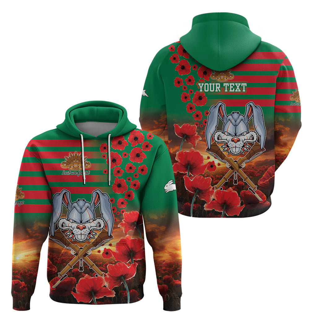 Personalised Rabbitohs Rugby ANZAC Hoodie Starry Night and Field of Poppies LT9 - Vibe Hoodie Shop