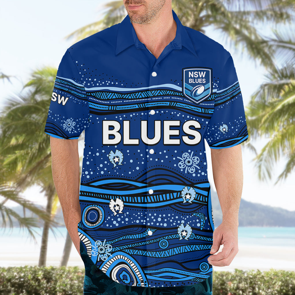NSW Blues Rugby Hawaiian Shirt Aboriginal Indigenous - Vibe Hoodie Shop