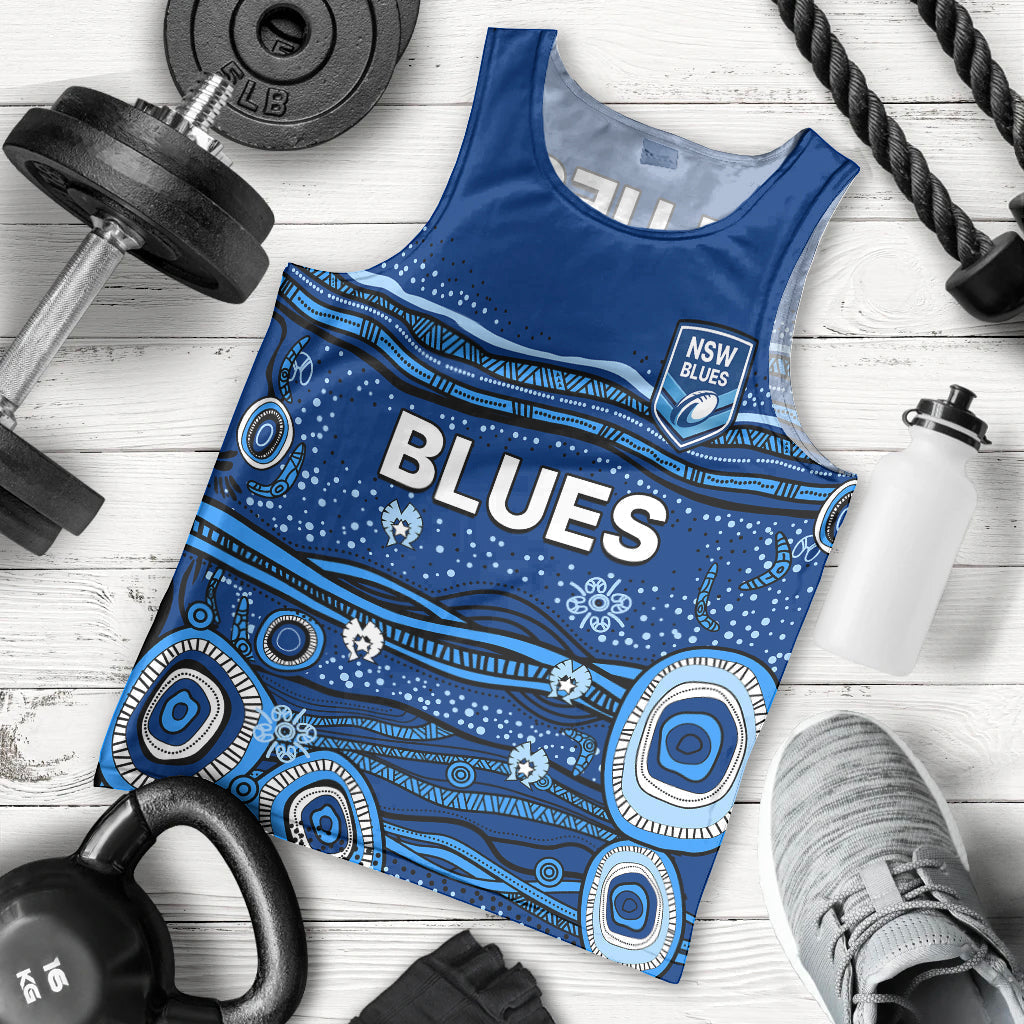 NSW Blues Rugby Men Tank Top Aboriginal Indigenous - Vibe Hoodie Shop