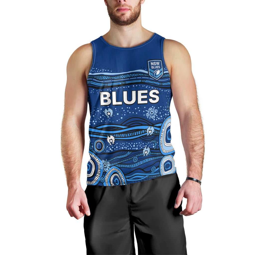 NSW Blues Rugby Men Tank Top Aboriginal Indigenous - Vibe Hoodie Shop