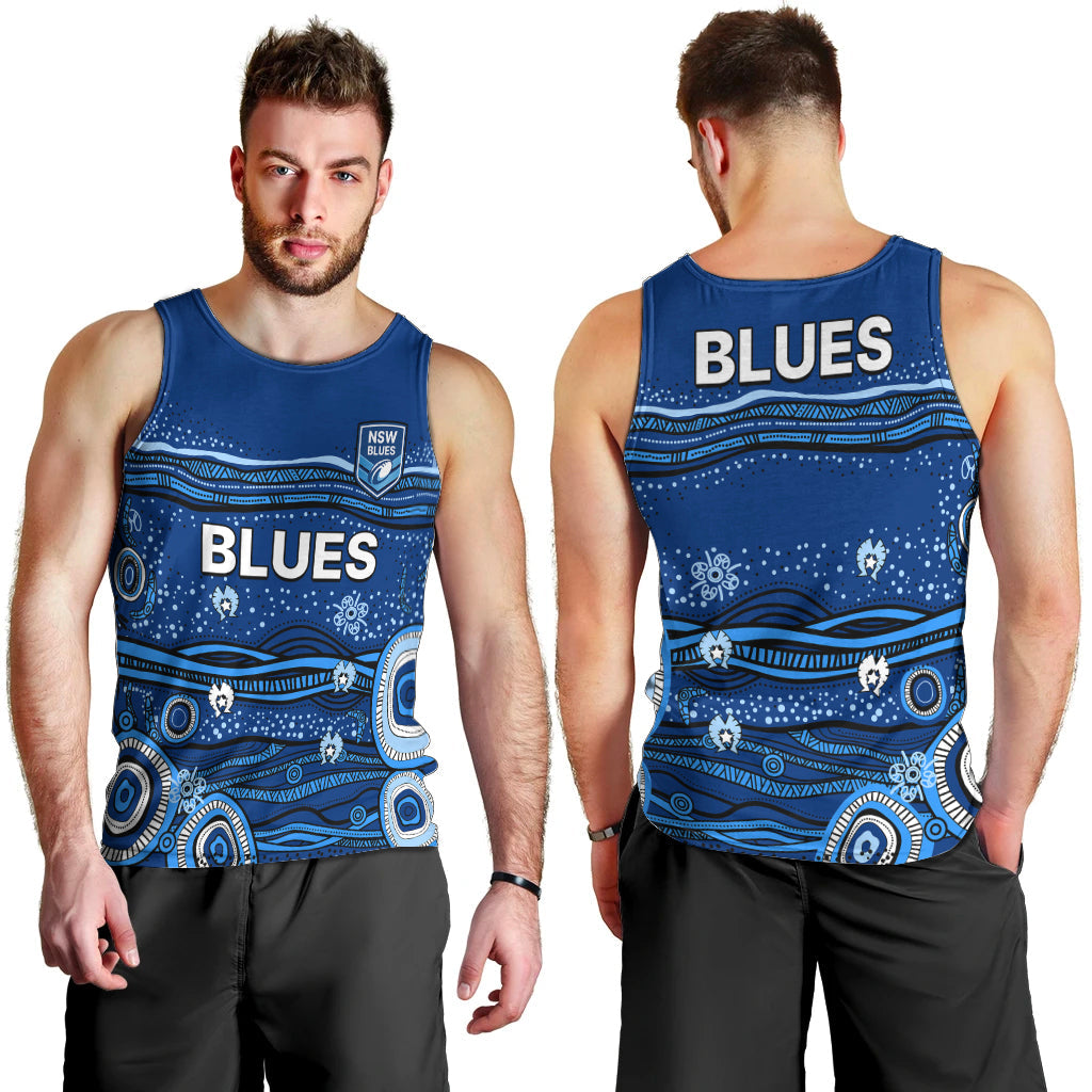 NSW Blues Rugby Men Tank Top Aboriginal Indigenous - Vibe Hoodie Shop