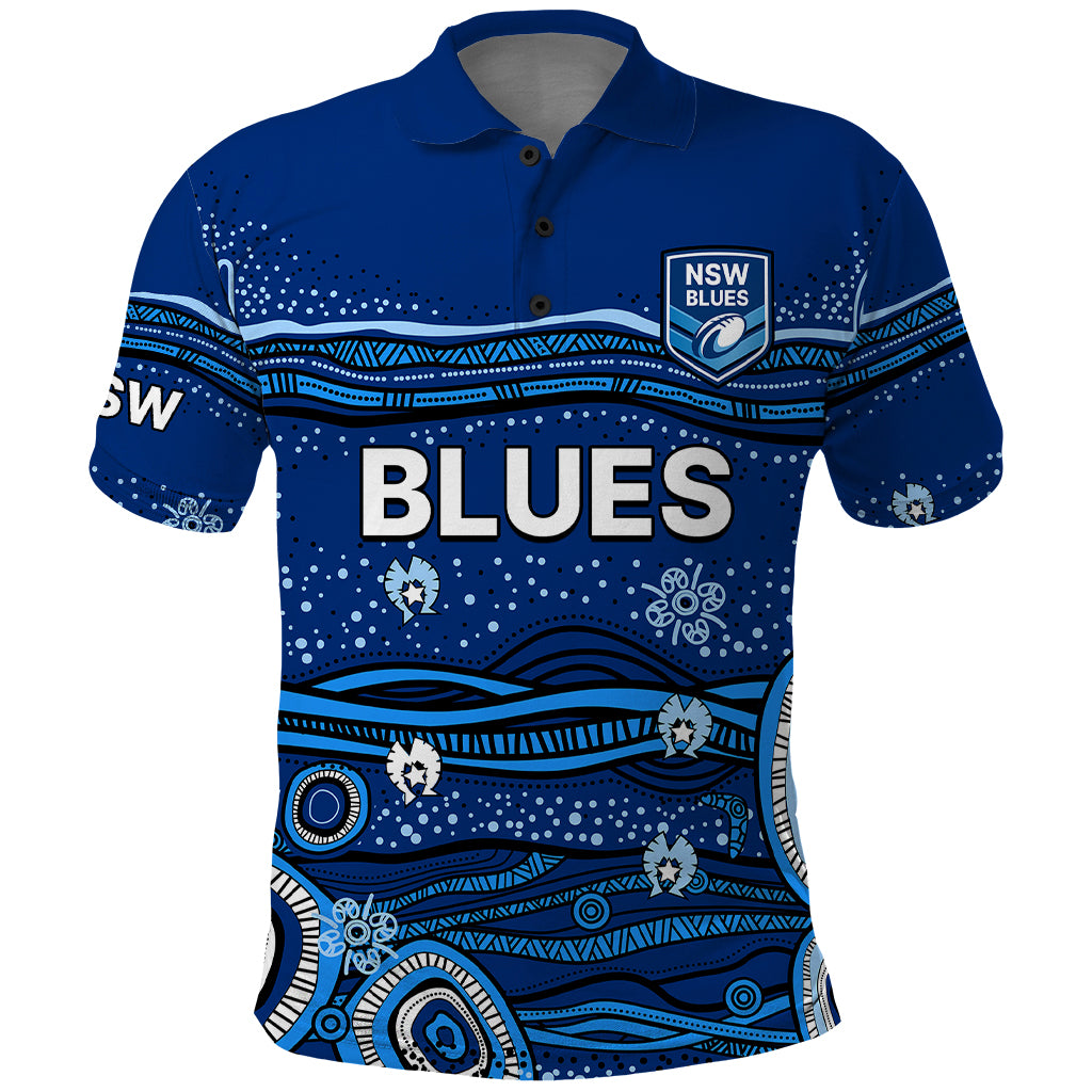 NSW Blues Rugby Polo Shirt Aboriginal Indigenous LT9 - Vibe Hoodie Shop