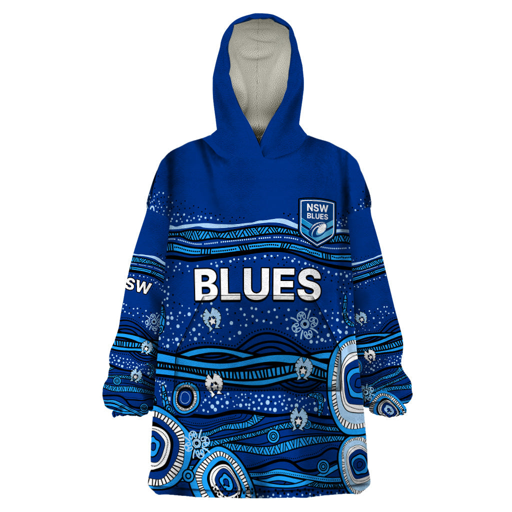 NSW Blues Rugby Wearable Blanket Hoodie Aboriginal Indigenous - Vibe Hoodie Shop