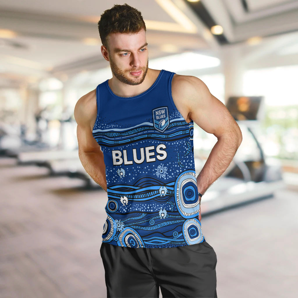(Custom Text And Number) NSW Blues Rugby Men Tank Top Aboriginal Indigenous - Vibe Hoodie Shop