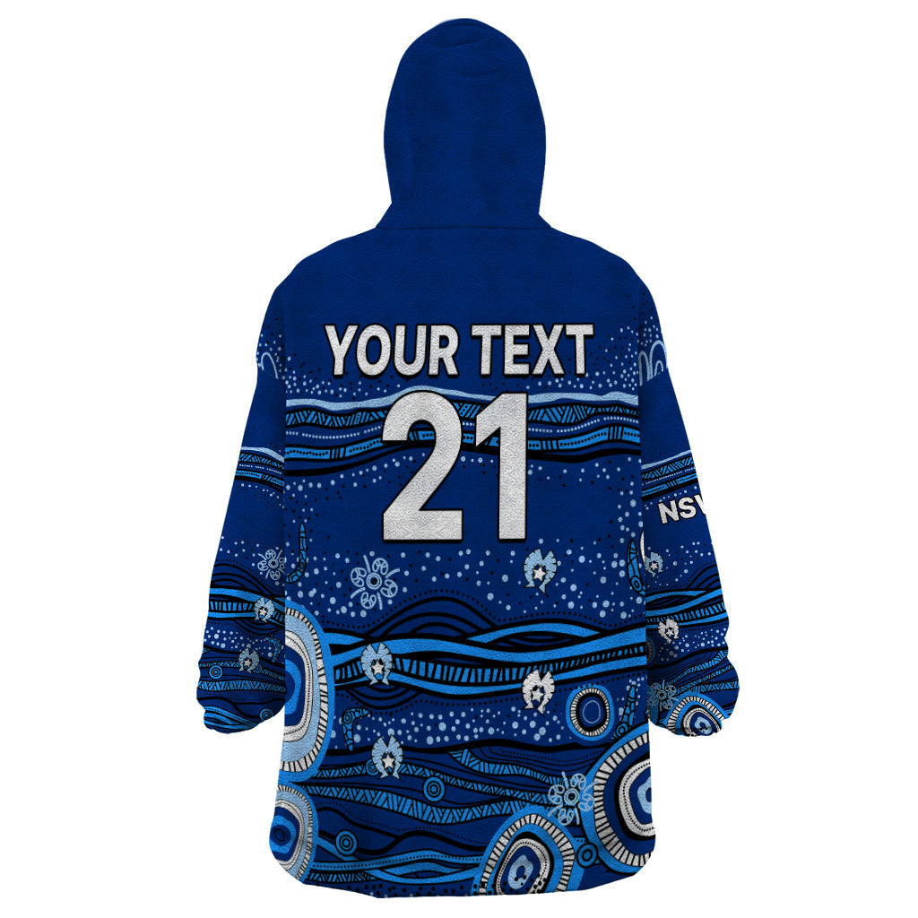 (Custom Text And Number) NSW Blues Rugby Wearable Blanket Hoodie Aboriginal Indigenous - Vibe Hoodie Shop