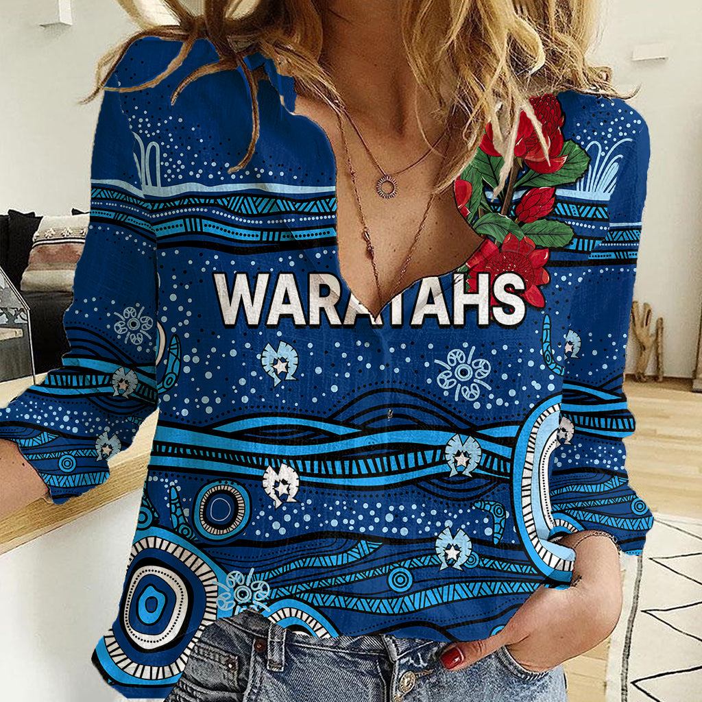 NSW Waratahs Rugby Women Casual Shirt Aboriginal Indigenous - Vibe Hoodie Shop