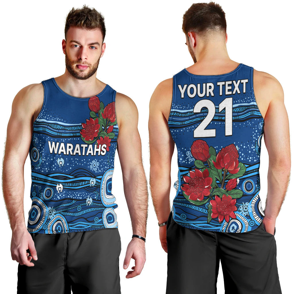 (Custom Text And Number) NSW Waratahs Rugby Men Tank Top Aboriginal Indigenous - Vibe Hoodie Shop