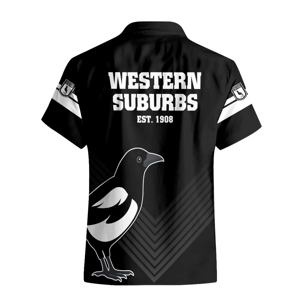 Western Suburbs Magpies Rugby Hawaiian Shirt Simple Style - Vibe Hoodie Shop